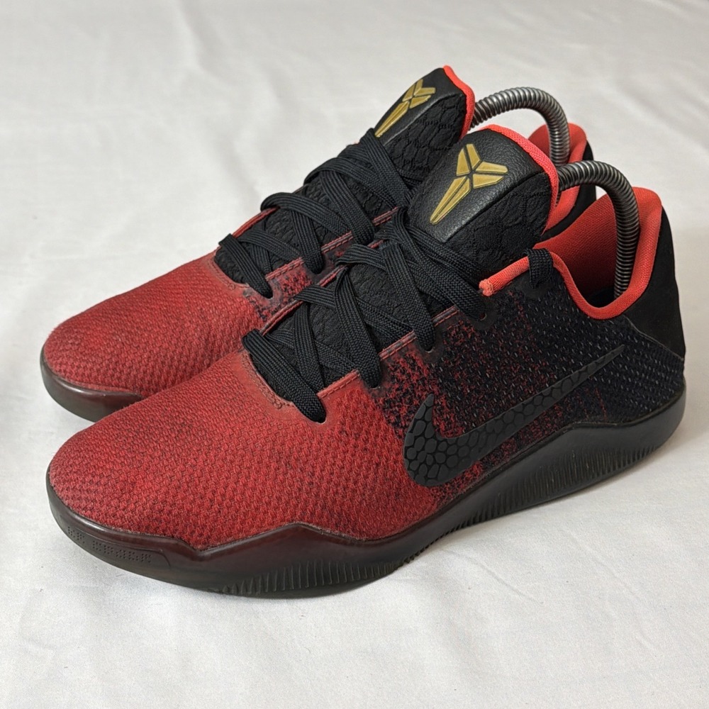 Nike Kobe XI Achilles Heel Youth US 7Y Basketball Shoe Low 822945-670 Black‎ Red